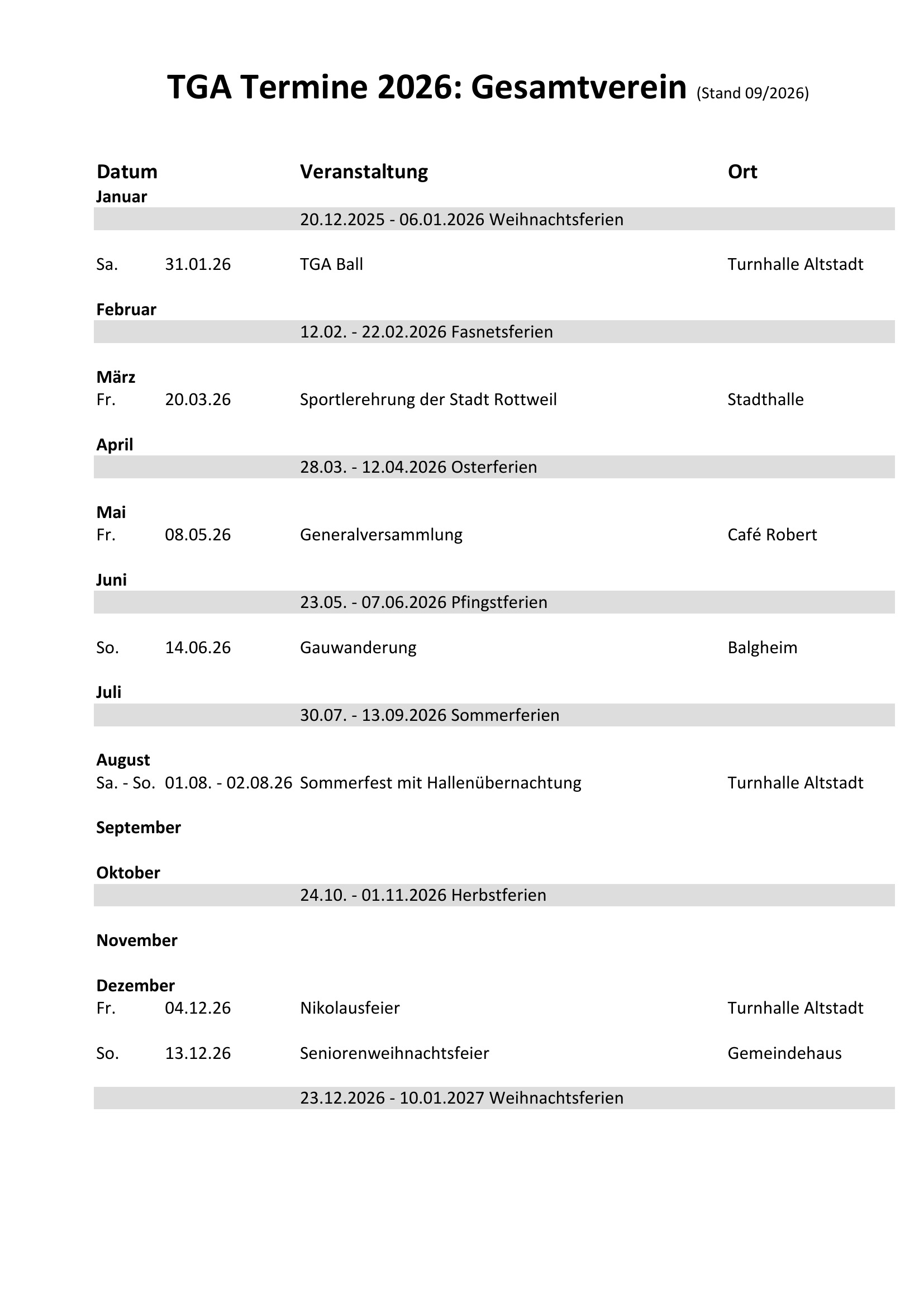 tga termine 2026 gesamtverein 1